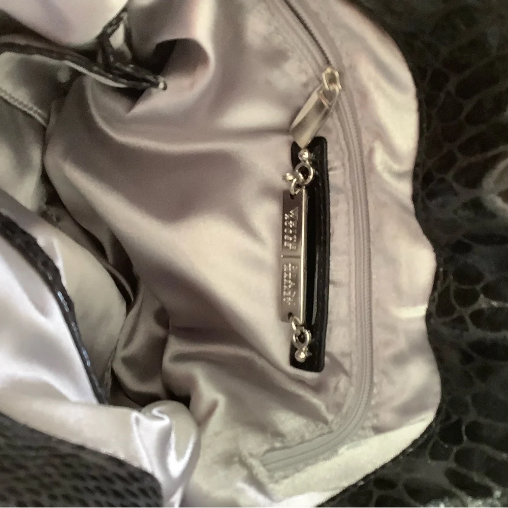 WHITE HOUSE BLACK MARKET Snakeskin Clutch Charcoal - Picture 5 of 5